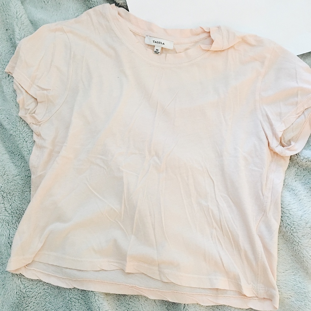 Aritzia Pale Pink Cropped T-shirt (Size XS)